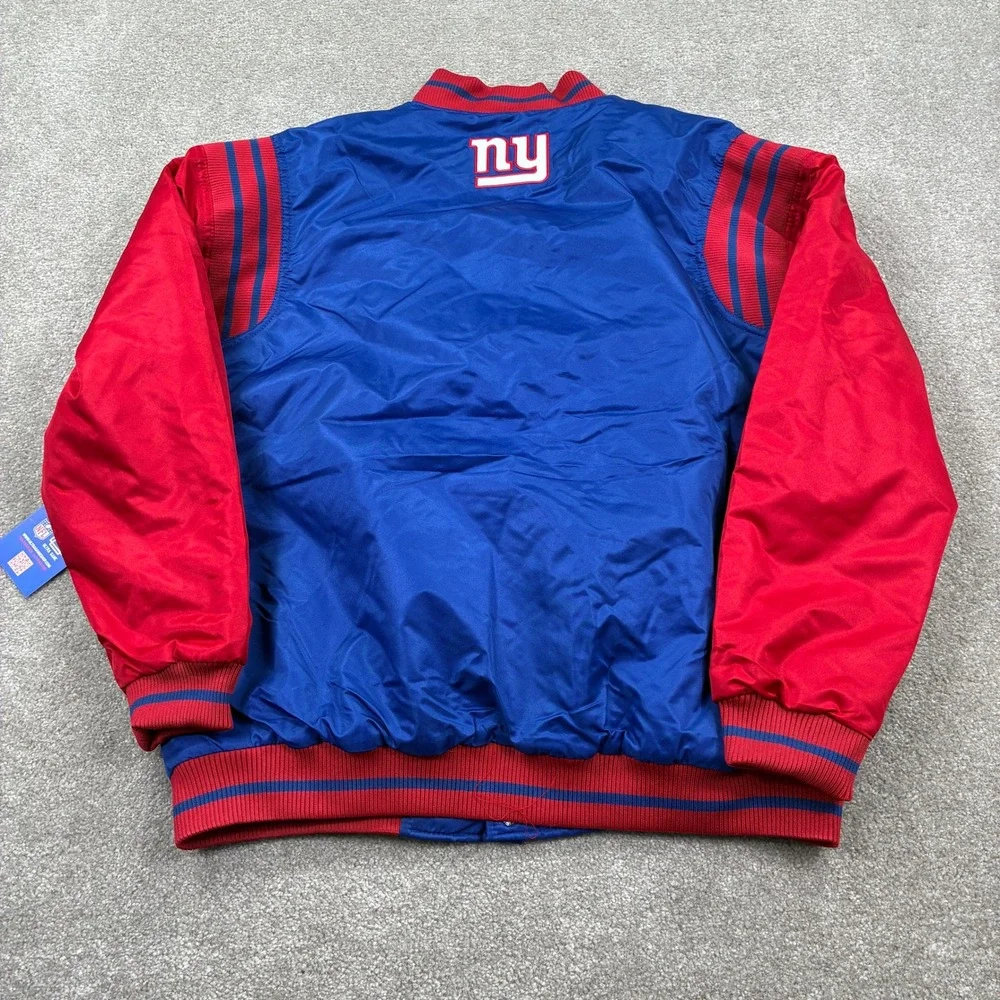 NFL New‎ York Giants Ultra Game Satin Jacket Full Snap Blue Red Mens M